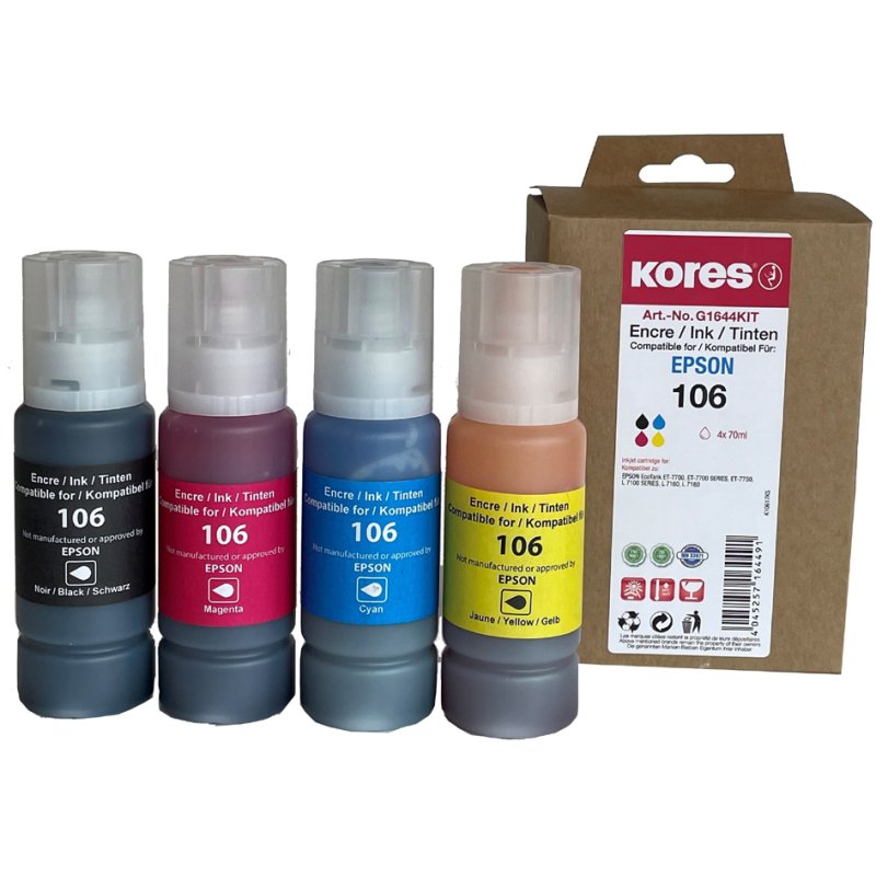 Kores Multi-Pack inktflessen G1655KIT, vervangt EPSON 113, 4 kleuren