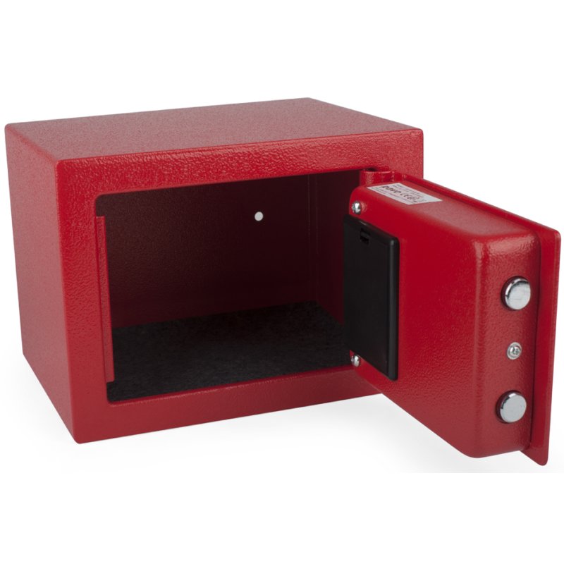 pavo mini-coffre-fort avec serrure électronique, rouge, 6 litres, 23×17×17 cm