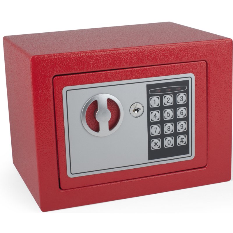 pavo mini-coffre-fort avec serrure électronique, rouge, 6 litres, 23×17×17 cm