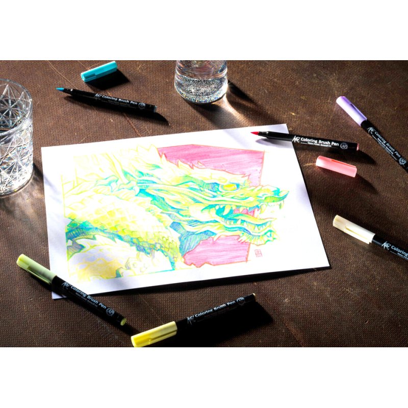 SAKURA Koi Colouring Brush Pen stylos-pinceaux de coloriage, pastel, 6 pièces