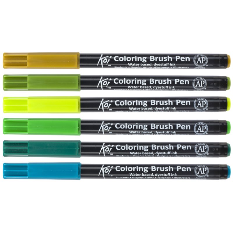 SAKURA Koi brush pen set botanical colours, 6 pieces