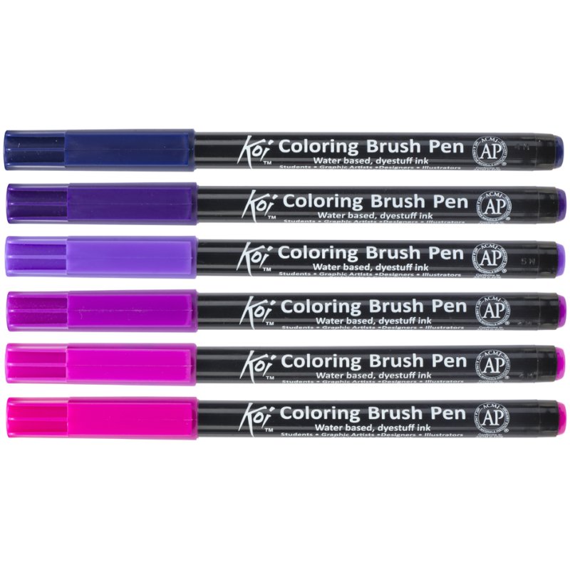 SAKURA Koi brush pens Galaxy, 6 colours, flexible nylon tip