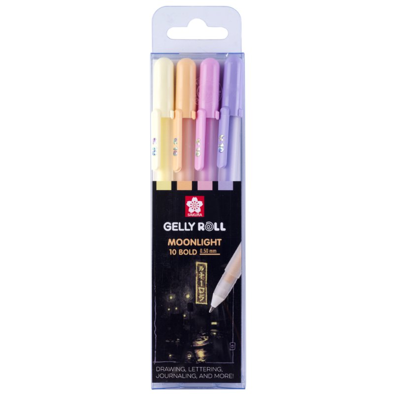 SAKURA Stylos gel Gelly Roll Moonlight, couleurs pastel, 0,5 mm, 4 pièces