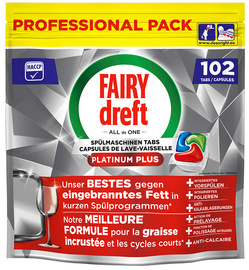 FAIRY Professional vaatwastabletten Platinum Plus, gewerbliche keukens, 102 stuks