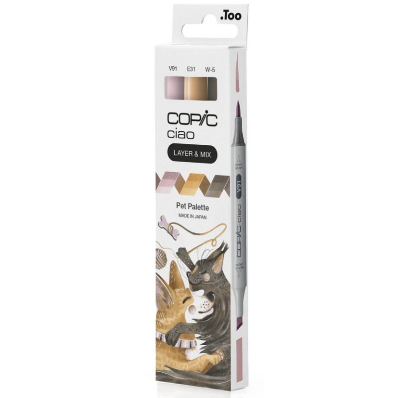COPIC Ciao markers Pet Palette, set de 3 pièces, encre à base d'alcool