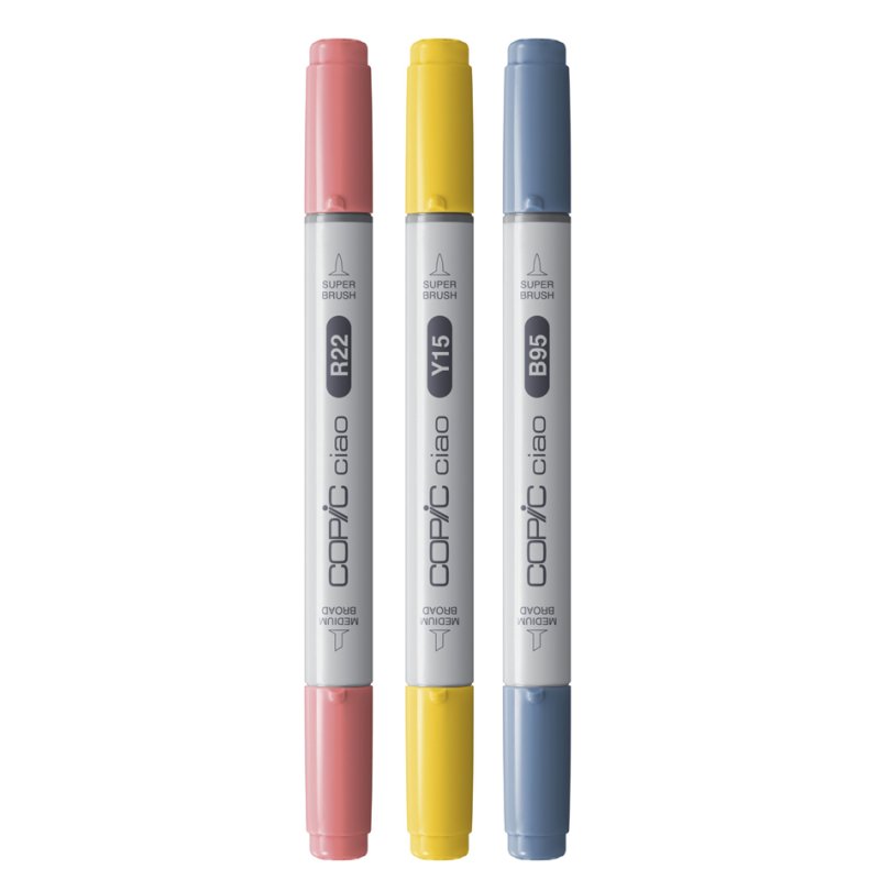 COPIC Marker Ciao Brilliant Palette, 3 pieces, alcohol-based, double-tipped