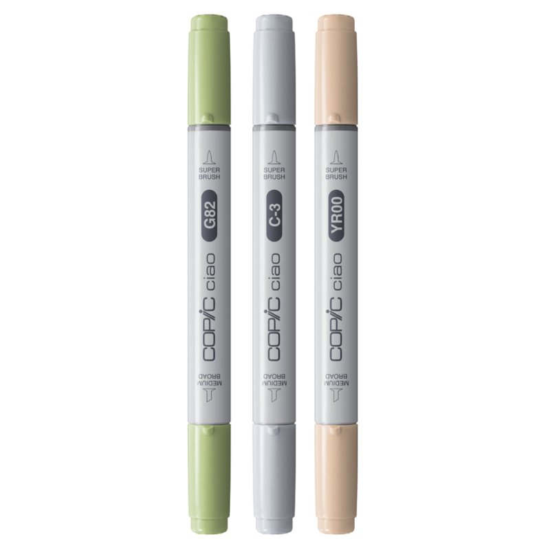 COPIC markers Ciao set Natural Palette, 3 pieces, G82/C3/YR00