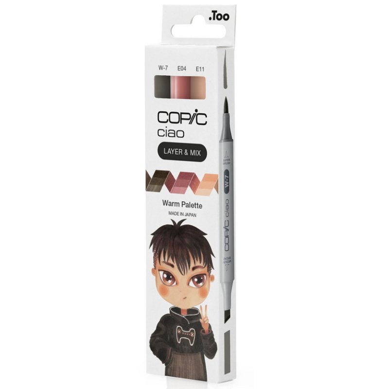 COPIC Marker Ciao, 3-piece Warm Palette set, W7/E04/E11