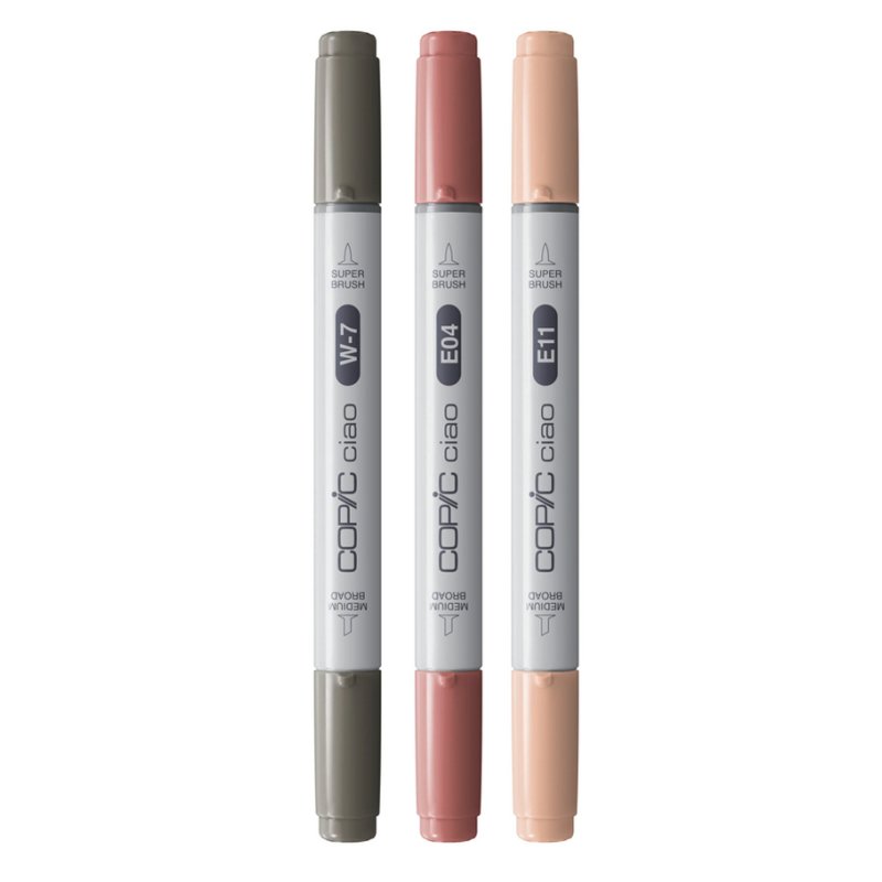 COPIC Marker Ciao, 3-piece Warm Palette set, W7/E04/E11