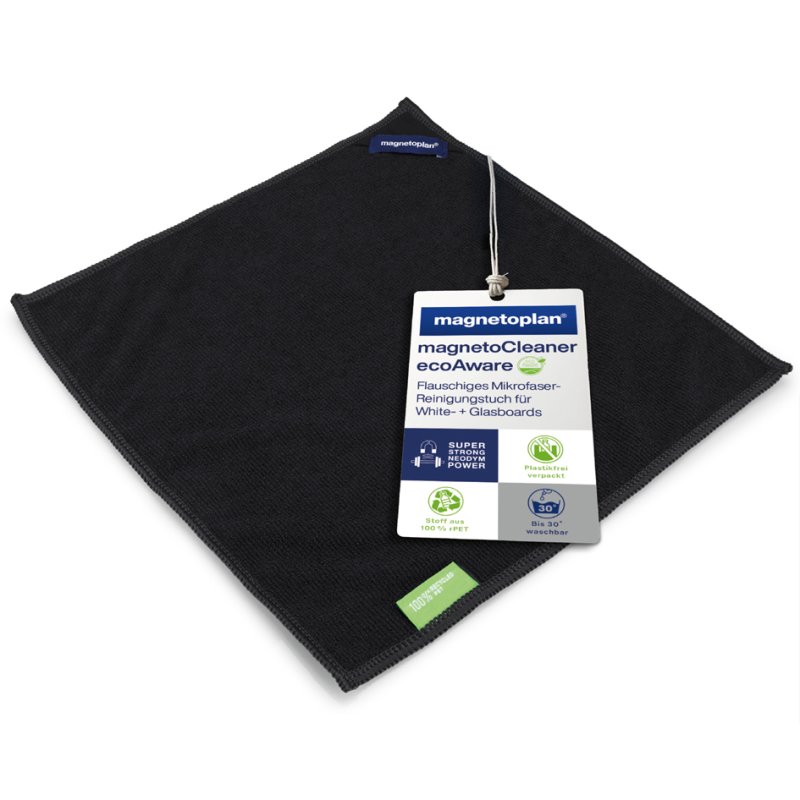 magnetoplan schoonmaakdoek magnetoCleaner ecoAware, zwart, 300×300 mm, 100% gerecycled PET