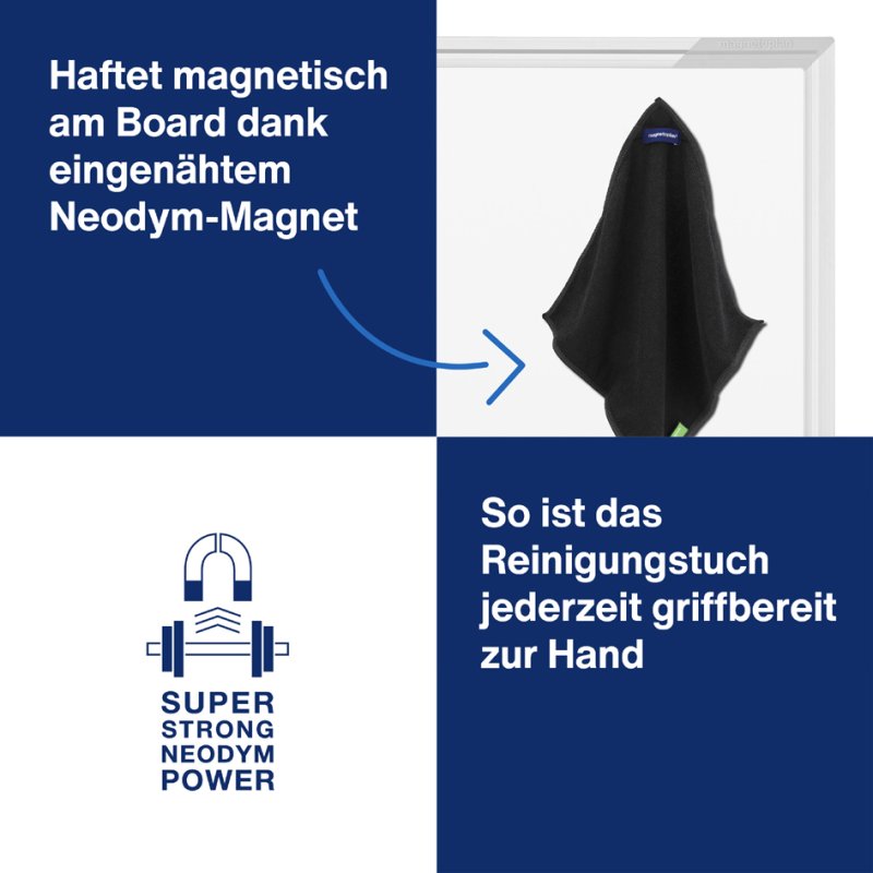 magnetoplan Chiffon de nettoyage magnetoCleaner ecoAware, noir, 300×300 mm, 100% PET recyclé