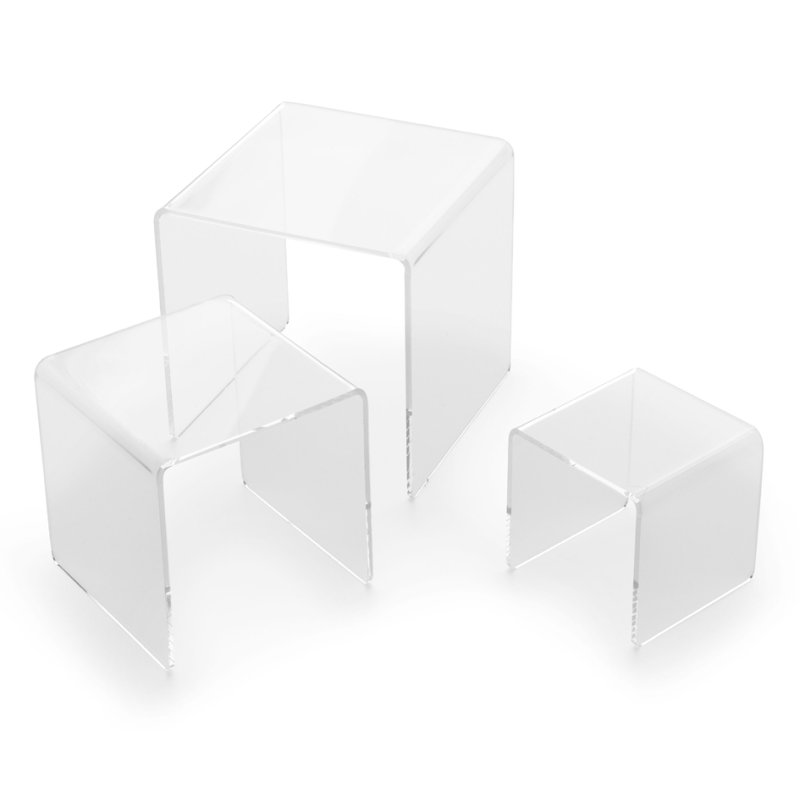 deflecto display plinth set, transparent, square acrylic, 3 pieces