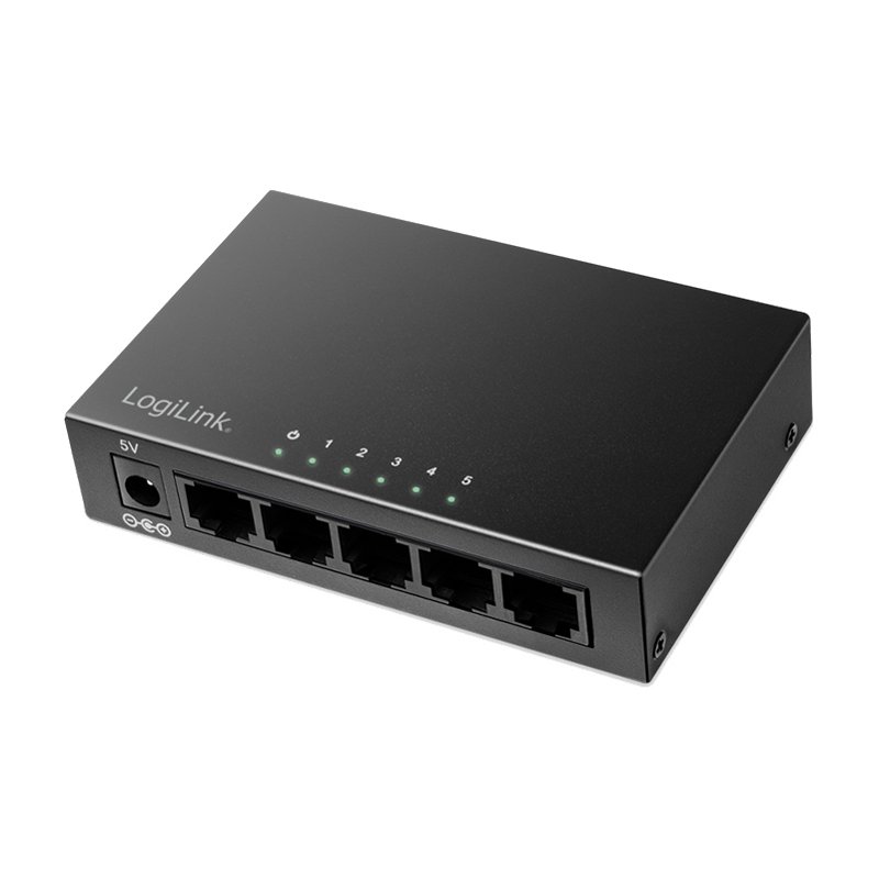 LogiLink Desktop Gigabit Ethernet Switch, 5-poorts, zwart