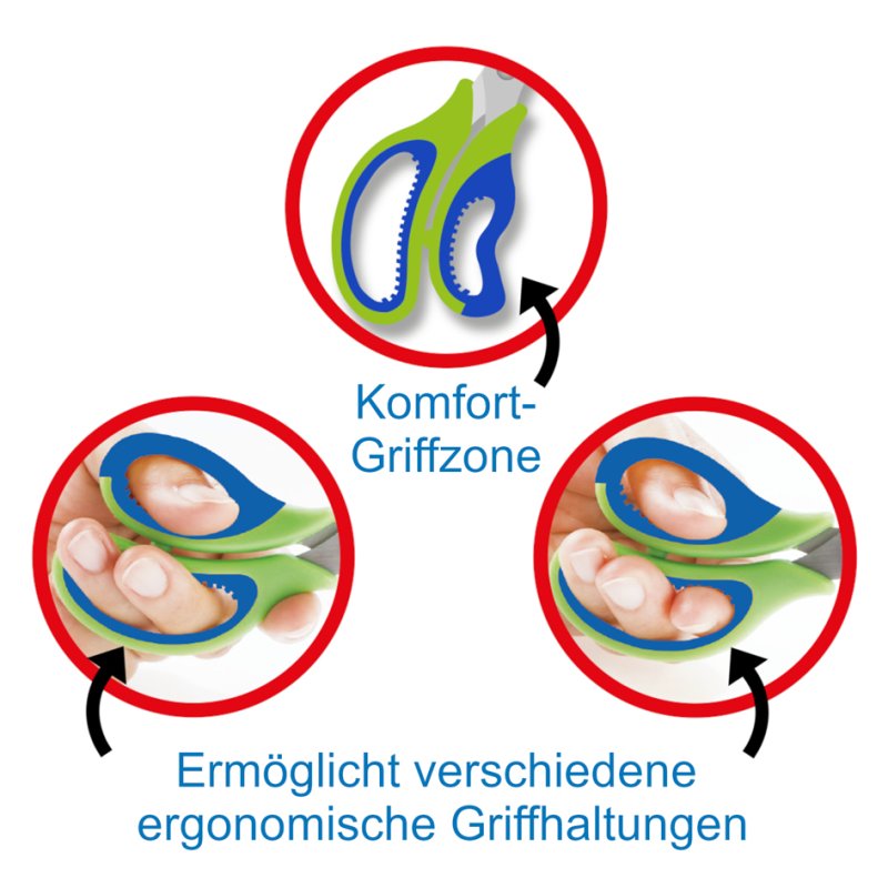 Läufer ciseaux ergonomiques pour enfants, 150 mm, bleu