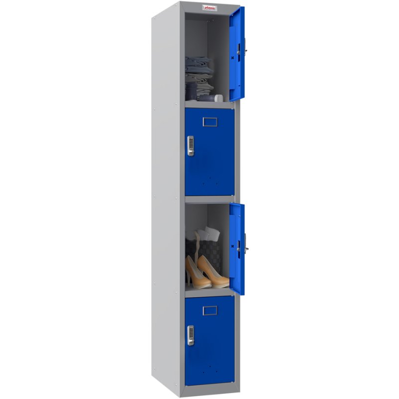 Phoenix range de casiers PL1430, 4 portes, acier, gris