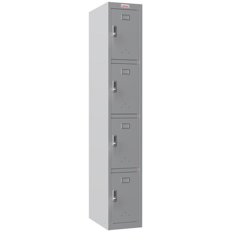 Phoenix range de casiers PL1430, 4 portes, acier, gris