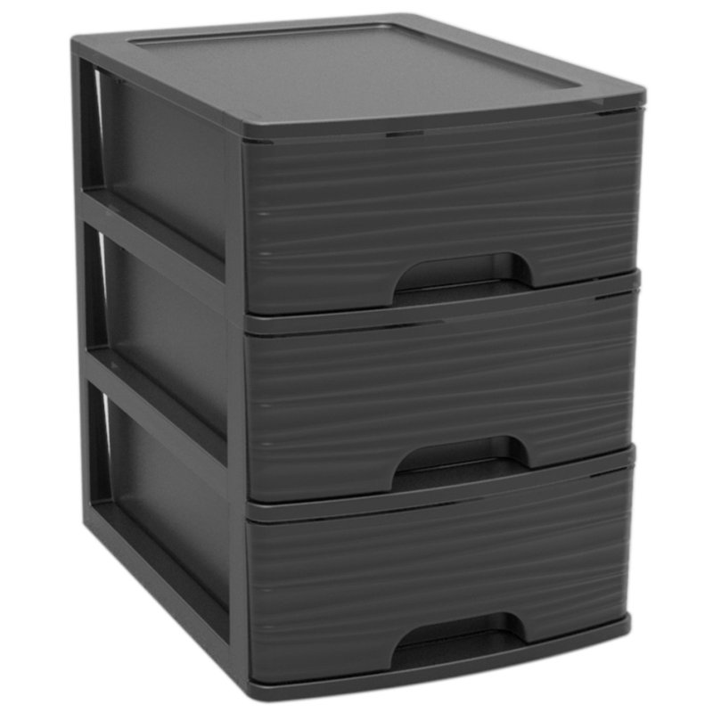 EDA caisson de rangement Stone format A5, 3 tiroirs, noir, empilable