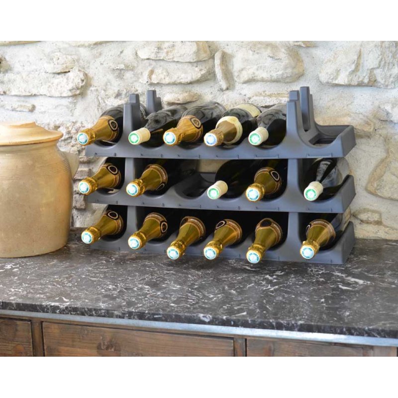 EDA porte-bouteilles set, pour 18 bouteilles, anthracite, 3 pièces