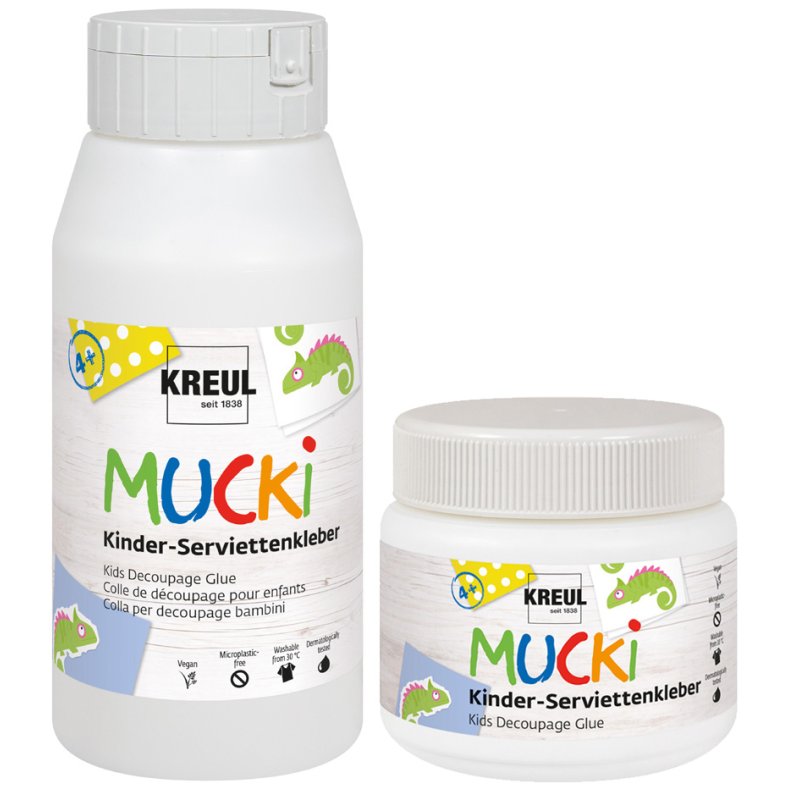 KREUL MUCKI colle pour serviettes enfants, 750 ml, base aqueuse, transparent