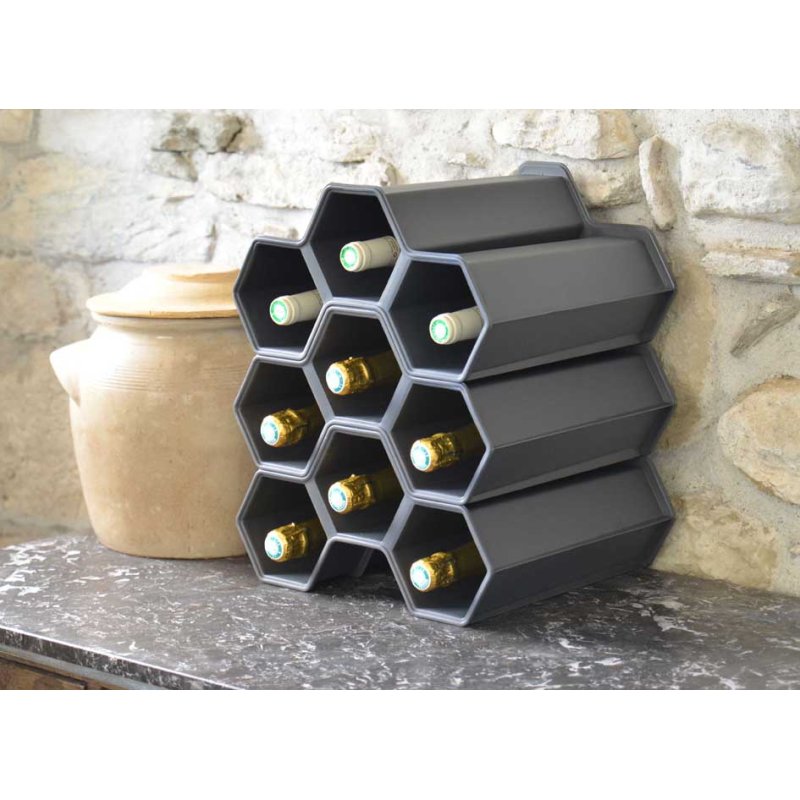 EDA mini porte-bouteilles, empilable, anthracite, 3 bouteilles