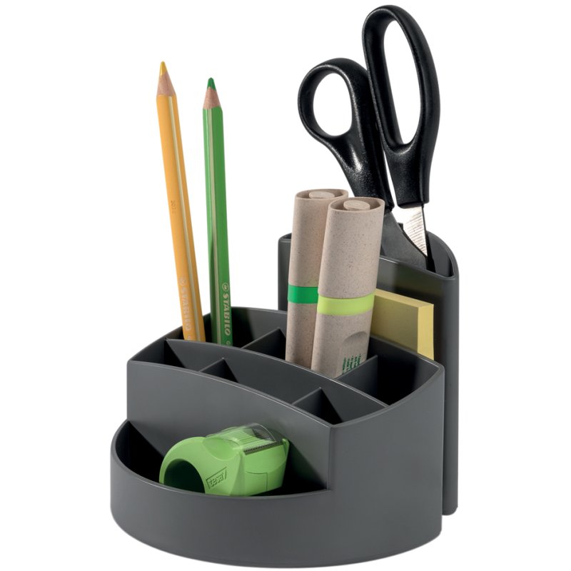HAN pot à crayons RONDO KARMA, plastique, 9 compartiments, gris
