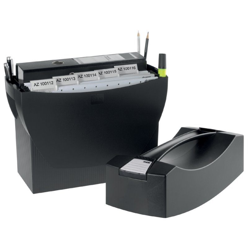 HAN boîte pour dossiers suspendus SWING-PLUS KARMA, noir, plastique recyclé, avec couvercle, A4