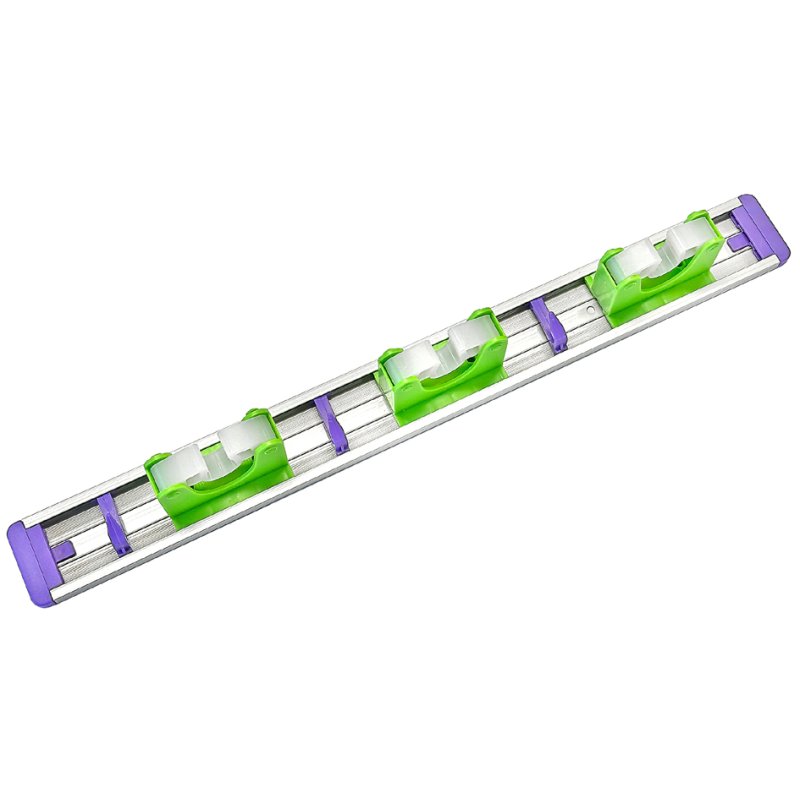 Peggy Perfect porte-balai aluminium, vert/lilas, 500×60 mm, 3 anneaux de retenue