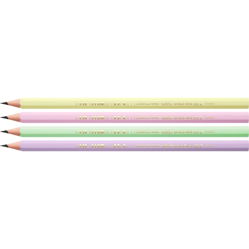 Bic Evolution Pastel potloden, pastelkleuren, HB, 12 stuks