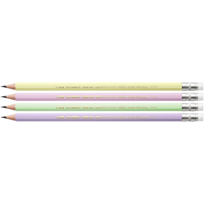 Bic Evolution Pastel potloden, HB, pastelkleuren, 12 stuks