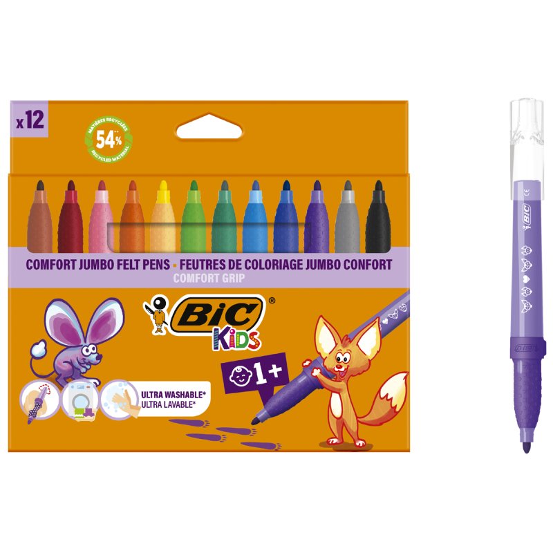 Bic Kids viltstiften Comfort Jumbo, dikke punt, 1,4 mm, 12 stuks
