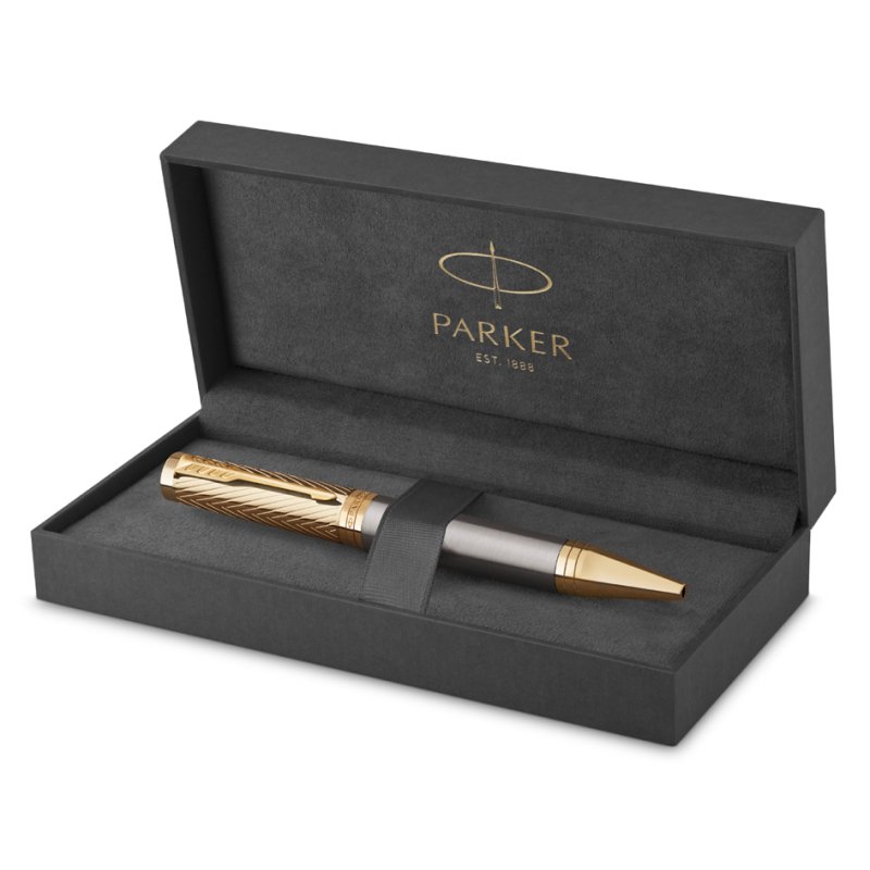 PARKER Ingenuity stylo Arrow Grey Lacquer, doré, encre noire