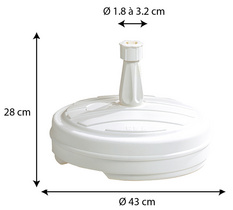 EDA parasol standaard kunststof rond, wit, 43 cm, vulbaar met water/zand