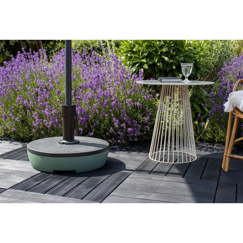 Socle de parasol EDA plastique rond, vert eucalyptus/gris foncé, 495 mm