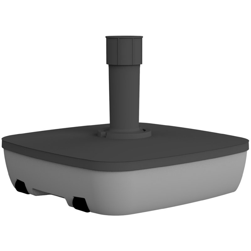 EDA socle de parasol plastique carré, avec roulettes, 495×495 mm, gris foncé