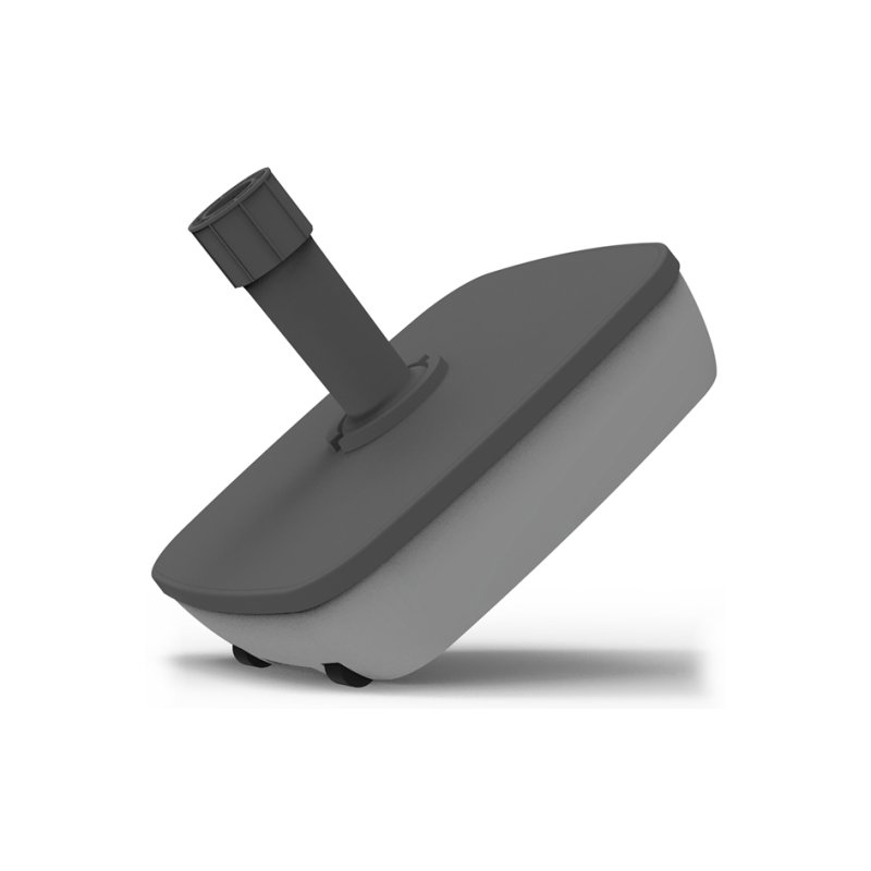 EDA socle de parasol plastique carré, avec roulettes, 495×495 mm, gris foncé