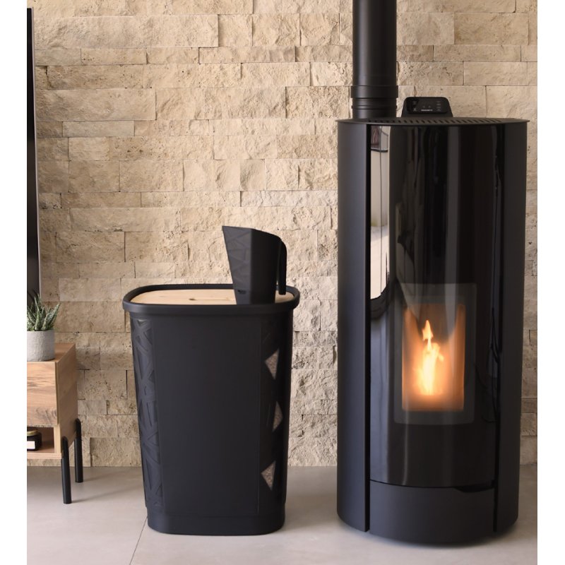 EDA boîte de rangement pour pellets, 70 litres, noir, avec roulettes