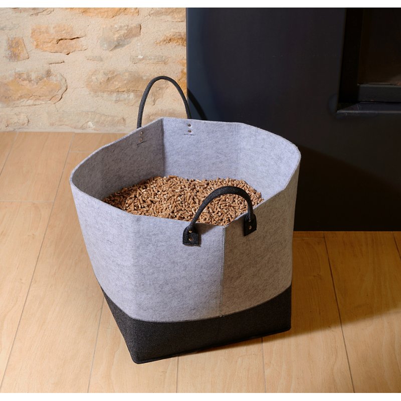 EDA sac de rangement pour pellets en feutre, 60 litres, gris/noir, 40×40×40 cm