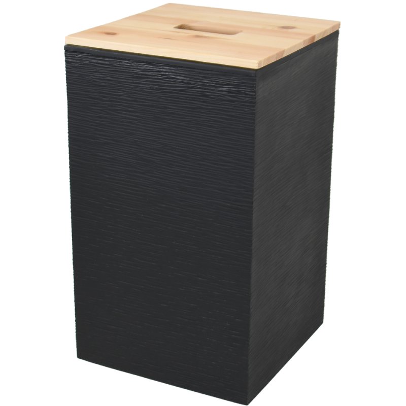 EDA boîte de rangement pour pellets, 36 litres, noir, plastique avec couvercle en bois