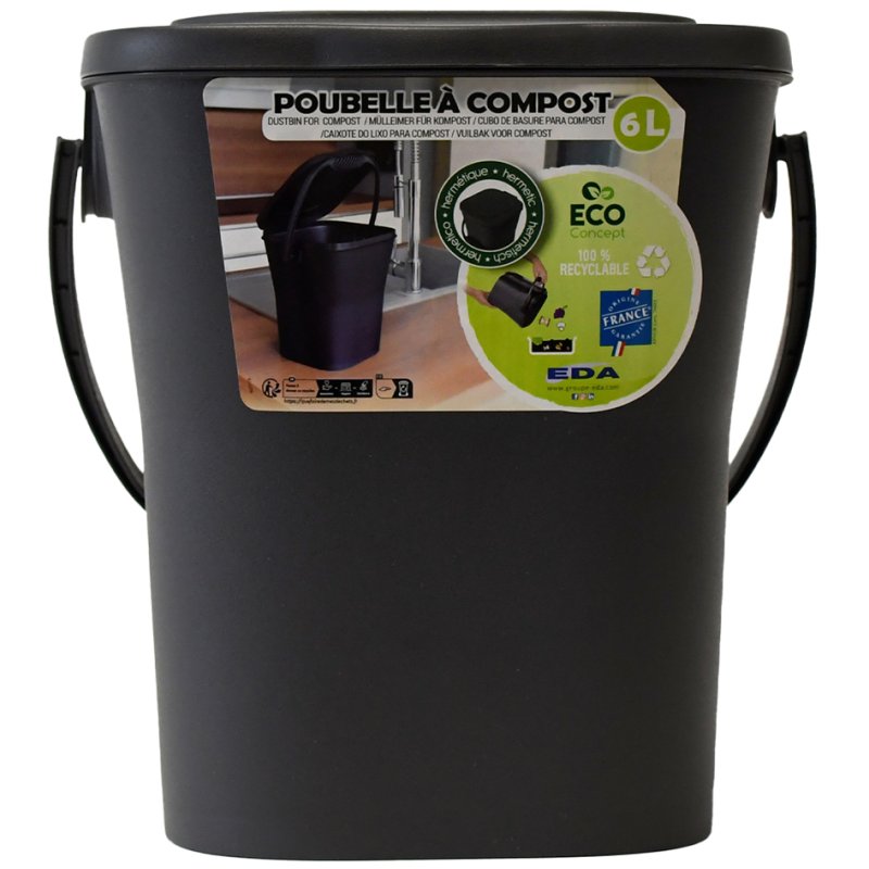 EDA compostbak KOMPOST, 6 liter, antraciet, met deksel