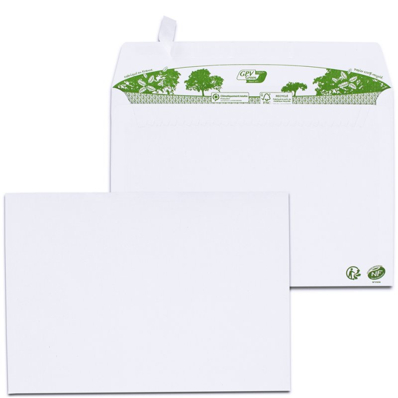 GPV enveloppes ERAPure C5, 162×229 mm, blanc recyclé, 200 pièces