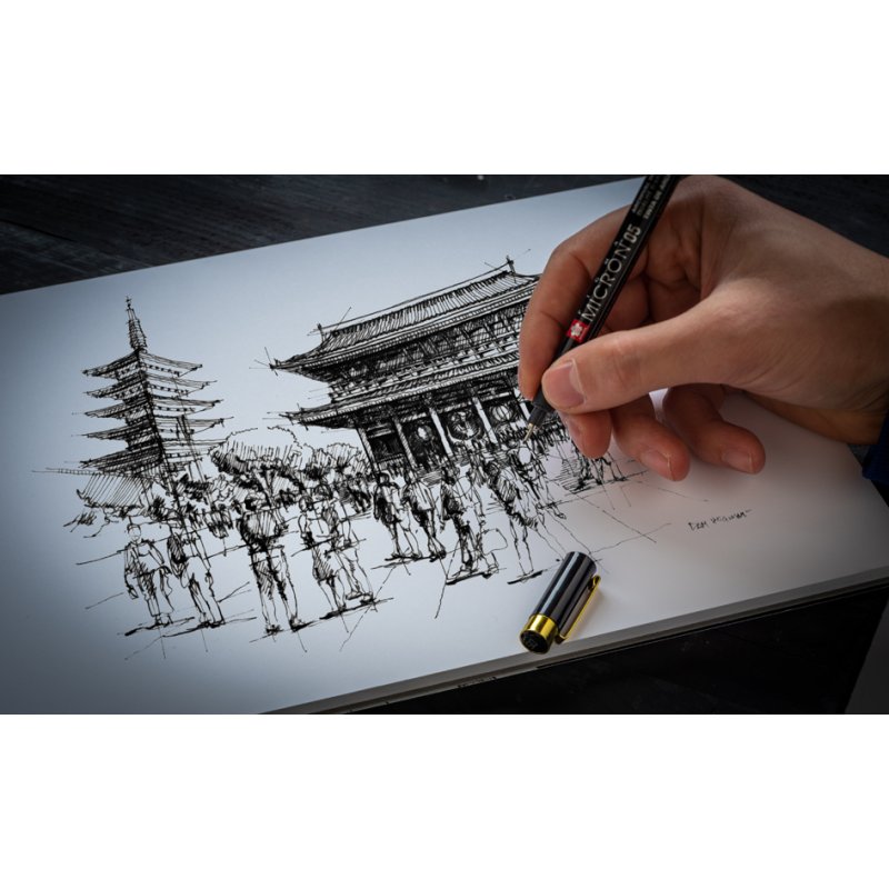 SAKURA Pigma Micron fineliners, permanent ink, felt case