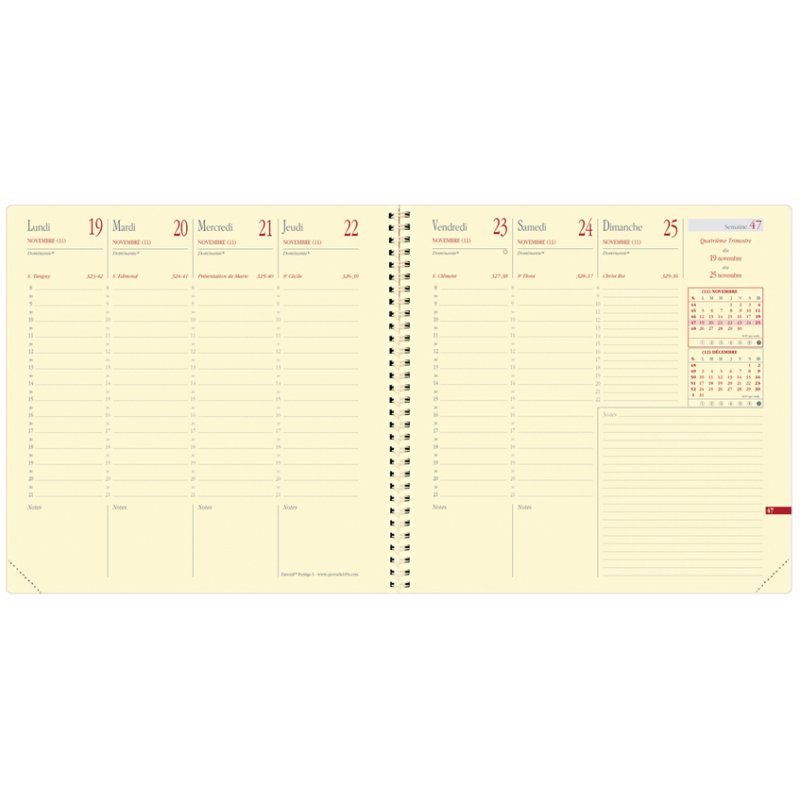 QUO VADIS agenda Exécutif Prestige S 2027, rouge Soho, 160 x 160 mm, reliure spirale