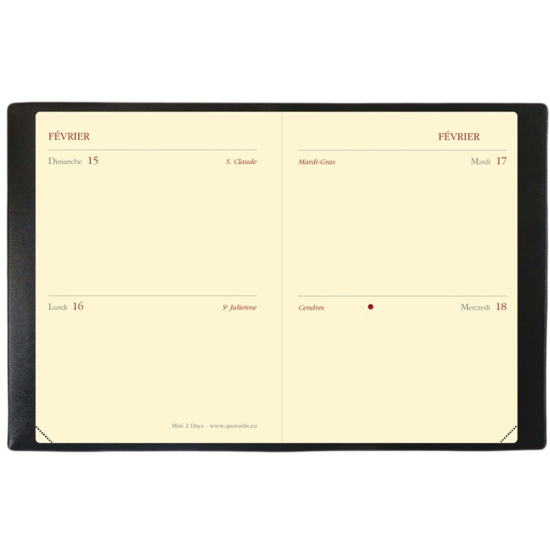 QUO VADIS agenda de poche MINI 2 DAYS Prestige 2027, bordeaux, 70 x 100 mm, 2 jours par page