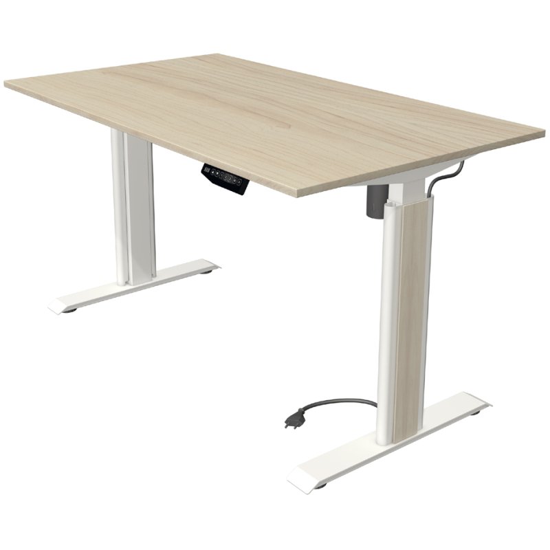 kerkmann bureau assis-debout Move 1 Advance, plateau chêne, réglage électrique, 100×60 cm