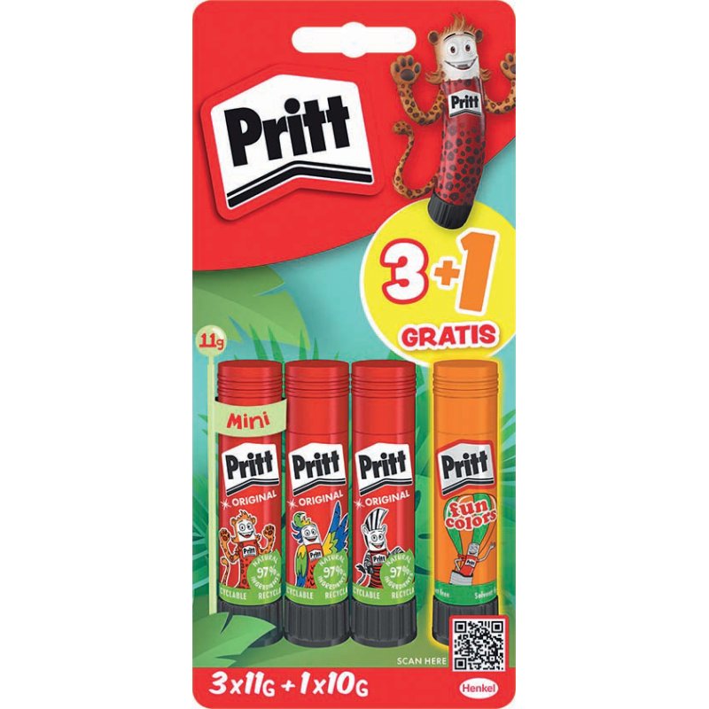 Pritt bâton de colle multipack, 2×22g + 1×20g, vert