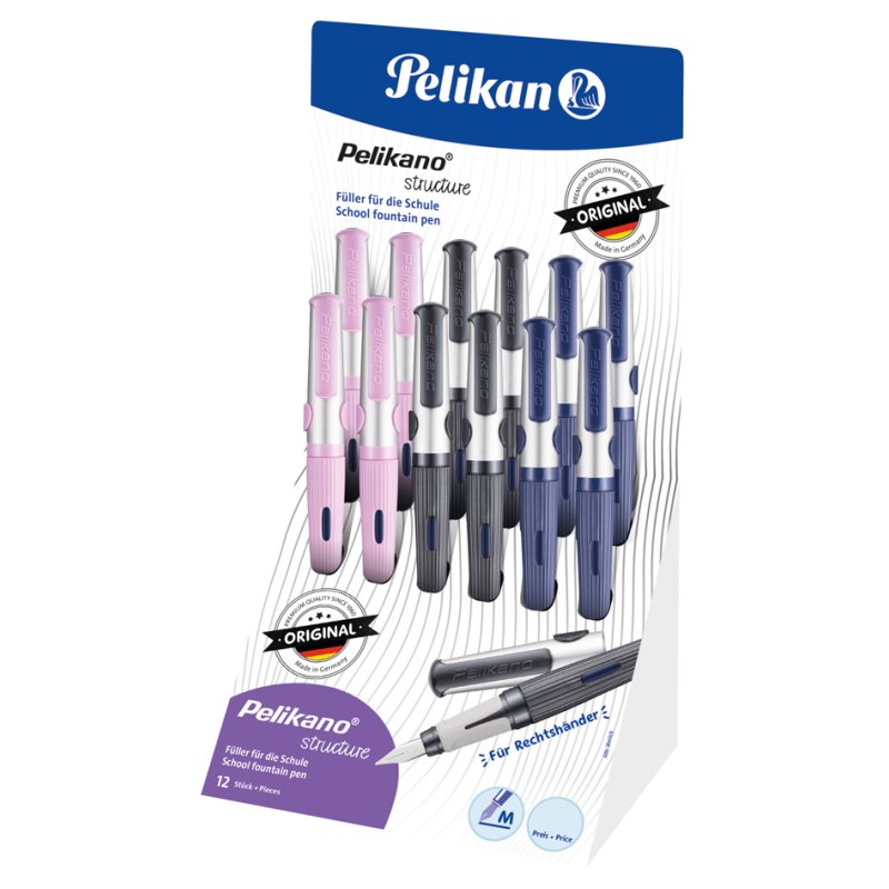 Pelikan fountain pens Pelikano Structure, refillable, 12 pieces, assorted colours