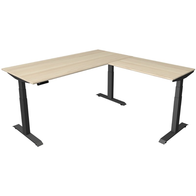 Kerkmann bureau assis-debout Move 4 avec caisson, réglable électriquement, blanc, 200×100 cm