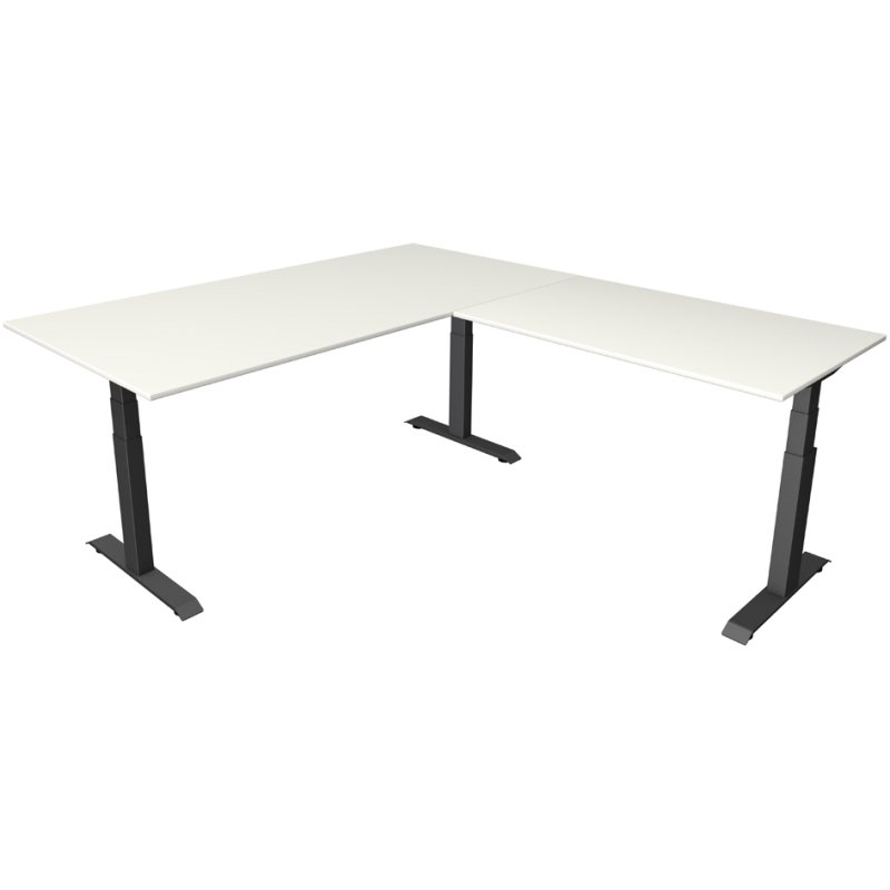 Kerkmann bureau assis-debout Move 4 avec caisson, réglable électriquement, blanc, 200×100 cm