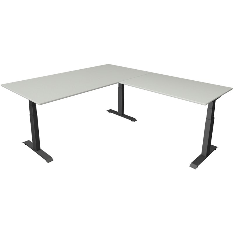 Kerkmann bureau assis-debout Move 4 avec caisson, réglable électriquement, blanc, 200×100 cm
