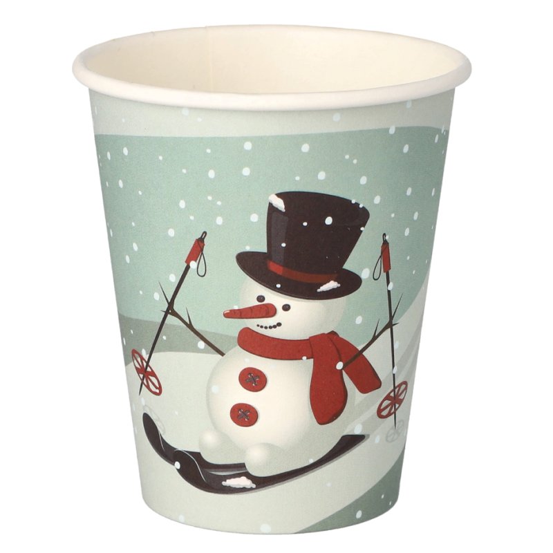 STARPAK gobelet en carton Bonhomme de neige, imprimé bleu clair, 0,2 l, motif bonhomme de neige, 50 pièces